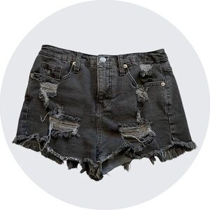 Wild Fable Women's Distressed Jeans Shorts - Black 4